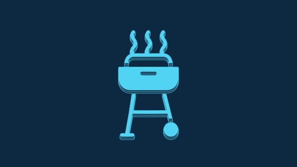 Blue Barbecue Grill Icon Isolated Blue Background Bbq Grill Party — Video