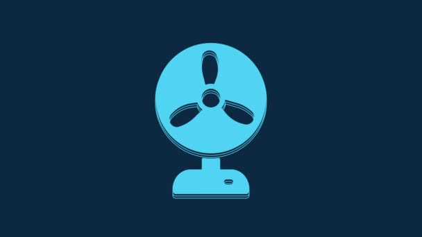 Blue Electric Fan Icon Isolated Blue Background Video Motion Graphic — Video