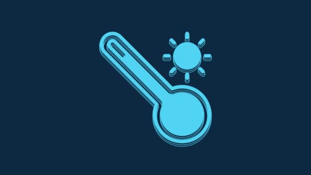 Blue Meteorology Thermometer Measuring Heat Cold Icon Isolated Blue Background — 비디오