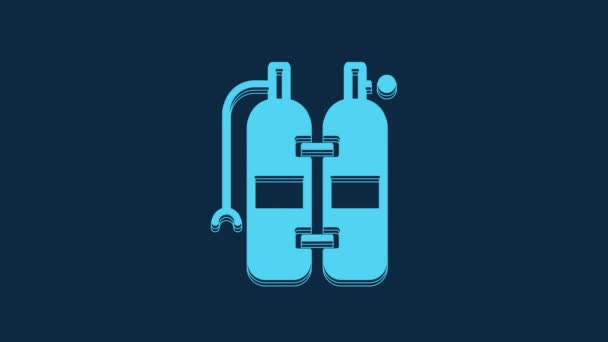 Blue Aqualung Icon Isolated Blue Background Oxygen Tank Diver Diving — Wideo stockowe