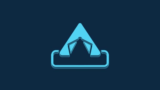 Blue Tourist Tent Icon Isolated Blue Background Camping Symbol Video — Stockvideo