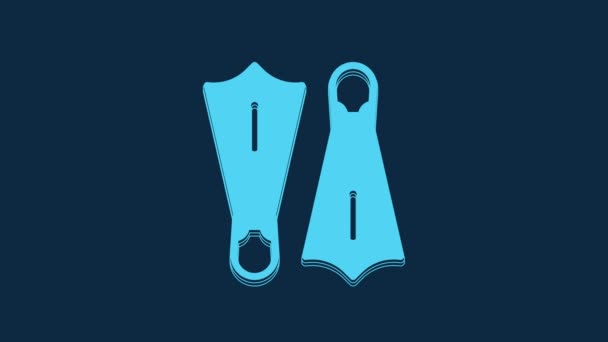 Blue Rubber Flippers Swimming Icon Isolated Blue Background Diving Equipment — Stockvideo