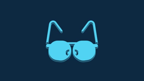 Blue Glasses Icon Isolated Blue Background Eyeglass Frame Symbol Video — Vídeo de Stock