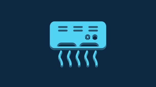 Blue Air Conditioner Icon Isolated Blue Background Split System Air — Video Stock