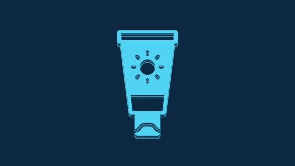 Blue Sunscreen Cream Tube Icon Isolated Blue Background Protection Skin — Stock Video