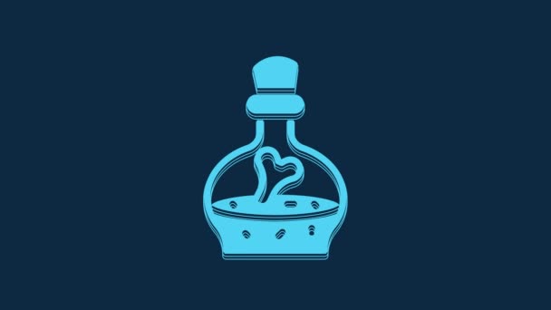Blue Bottle Potion Icon Isolated Blue Background Flask Magic Potion — 비디오