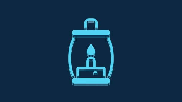Blue Camping Lantern Icon Isolated Blue Background Happy Halloween Party — Wideo stockowe