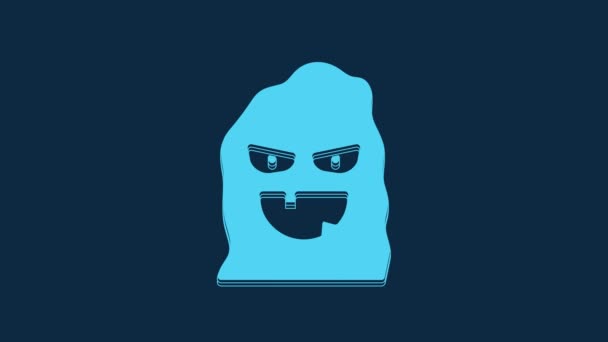 Blue Funny Scary Ghost Mask Halloween Icon Isolated Blue Background — Wideo stockowe