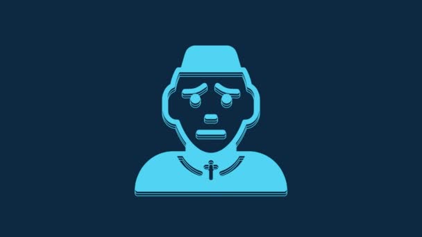 Blue Priest Icon Isolated Blue Background Video Motion Graphic Animation — 비디오