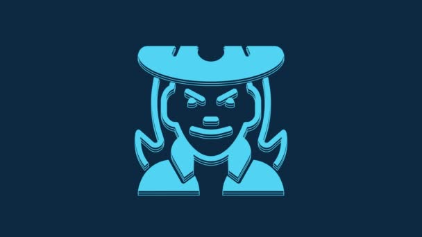 Blue Witch Icon Isolated Blue Background Happy Halloween Party Video — Stock video