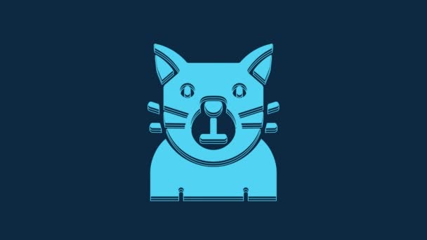 Icono Gato Azul Aislado Sobre Fondo Azul Símbolo Animal Feliz — Vídeos de Stock