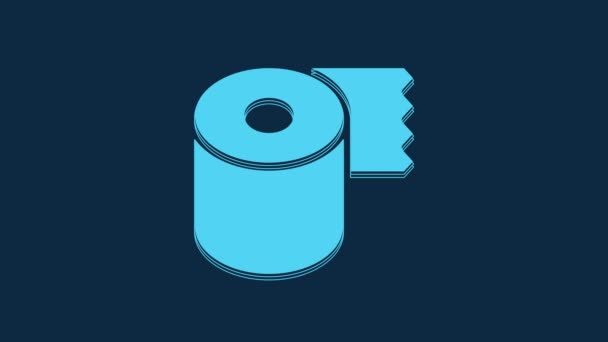 Blue Toilet Paper Roll Icon Isolated Blue Background Video Motion — Vídeo de stock