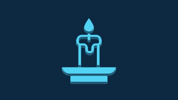Blue Burning Candle Icon Isolated Blue Background Cylindrical Aromatic Candle — Video