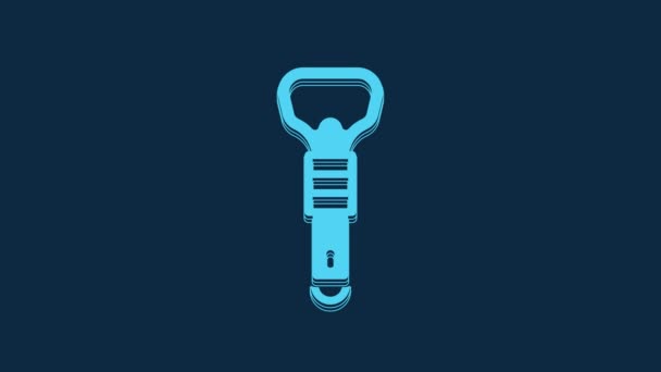 Blue Bottle Opener Icon Isolated Blue Background Video Motion Graphic — Stock video