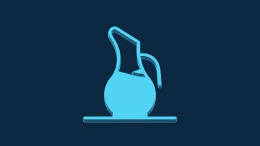 Mavi arka planda izole edilmiş şarap ikonu için Blue Decanter. 4K Video hareketli grafik canlandırması.