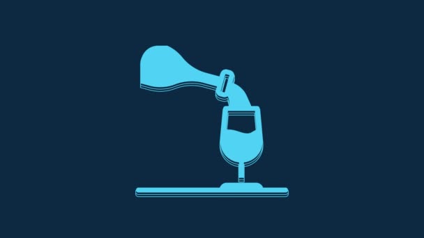 Blå Vinprovning Degustation Ikon Isolerad Blå Bakgrund Sommelier Det Luktar — Stockvideo