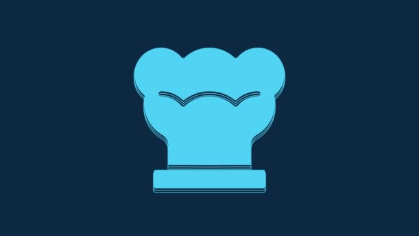 Синий Значок Шляпы Шеф Повара Синем Фоне Кулинарный Символ Готовит — стоковое видео