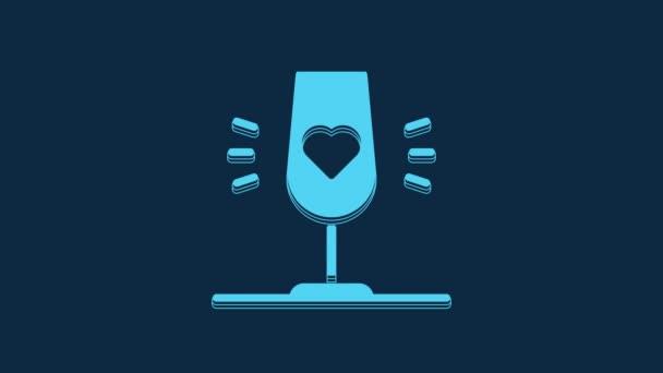 Blue Wine Glass Icon Isolated Blue Background Wineglass Sign Favorite — Stock Video