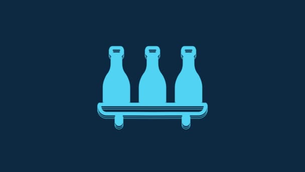 Azul Icono Botella Vino Aislado Sobre Fondo Azul Variedades Vino — Vídeo de stock