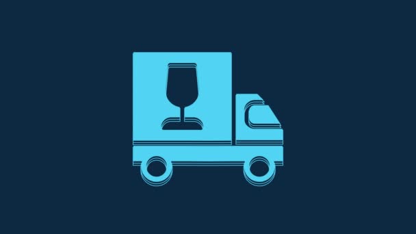 Ikona Blue Wine Truck Izolowana Niebieskim Tle Szybka Dostawa Animacja — Wideo stockowe