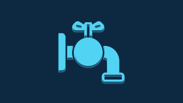 Blue Tap Barrel Icon Isolated Blue Background Video Motion Graphic — Stock Video