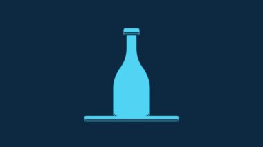 Blue Bottle of wine icon isolated on blue background. 4K Video motion graphic animation.