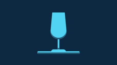 Blue Wine glass icon isolated on blue background. Wineglass sign. 4K Video motion graphic animation.