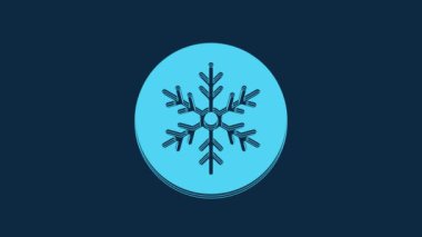 Blue Snowflake icon isolated on blue background. Merry Christmas and Happy New Year. 4K Video motion graphic animation.