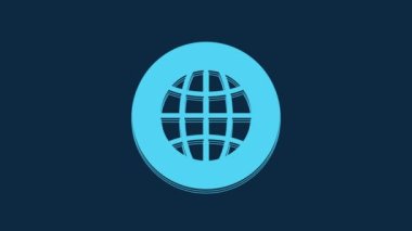 Blue Global technology or social network icon isolated on blue background. 4K Video motion graphic animation.