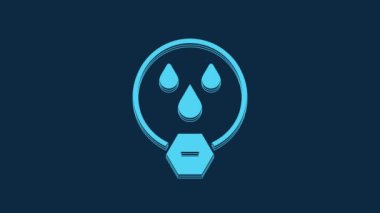 Blue Water drop forbidden icon isolated on blue background. No water sign. 4K Video motion graphic animation.