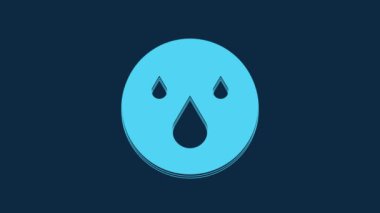 Blue Water drop icon isolated on blue background. 4K Video motion graphic animation.