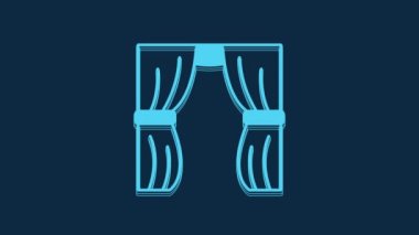 Blue Circus curtain raises icon isolated on blue background. For theater or opera scene backdrop, concert grand opening or cinema premiere. 4K Video motion graphic animation.