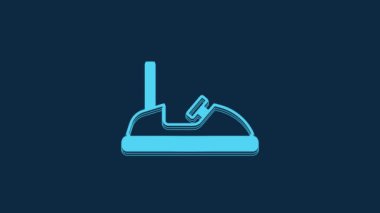 Blue Bumper car icon isolated on blue background. Amusement park. Childrens entertainment playground, recreation park. 4K Video motion graphic animation.