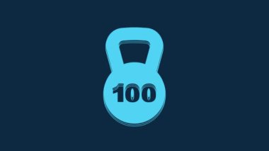 Blue Weight icon isolated on blue background. Kilogram weight block for weight lifting and scale. Mass symbol. 4K Video motion graphic animation.