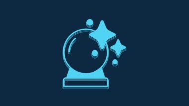 Blue Magic ball icon isolated on blue background. Crystal ball. 4K Video motion graphic animation.