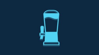 Blue Beer tap icon isolated on blue background. 4K Video motion graphic animation.