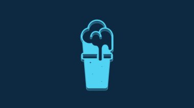 Blue Glass of beer icon isolated on blue background. 4K Video motion graphic animation.