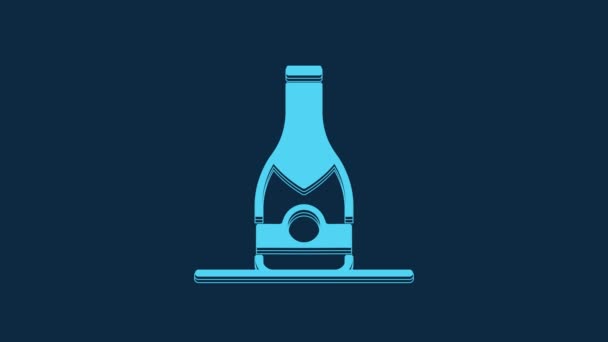 Blue Champagne Bottle Icon Isolated Blue Background Video Motion Graphic — Video