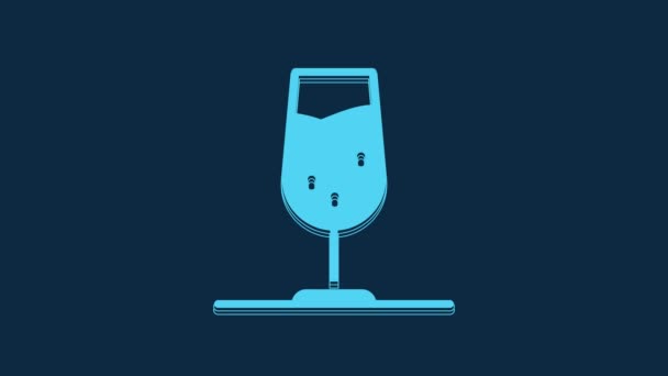 Blue Wine Glass Icon Isolated Blue Background Wineglass Sign Video — Vídeo de stock