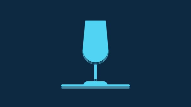 Blue Wine Glass Icon Isolated Blue Background Wineglass Sign Video — Stok video