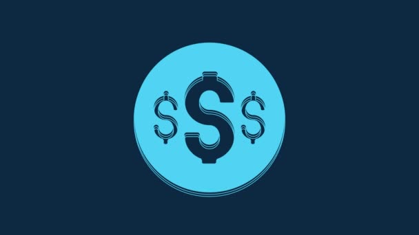 Blue Dollar Symbol Icon Isolated Blue Background Cash Money Wealth — Vídeo de Stock