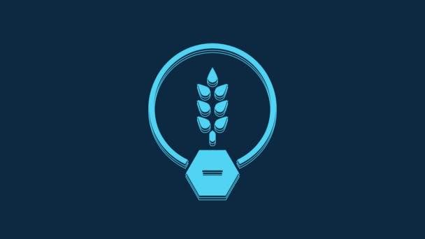 Голубой Gluten Free Иконке Выделенной Синем Фоне Пшеничного Знака Символы — стоковое видео