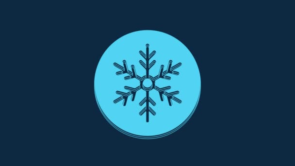 Blue Snowflake Icon Isolated Blue Background Merry Christmas Happy New — Video