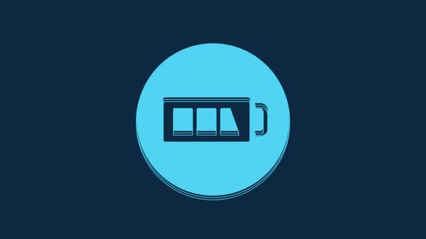 Blue Battery Charge Level Indicator Icon Isolated Blue Background Video — Vídeos de Stock