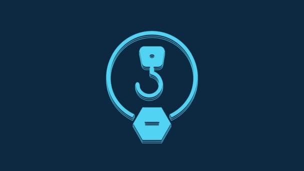 Blue Industrial Hook Icon Isolated Blue Background Crane Hook Icon — Stock Video
