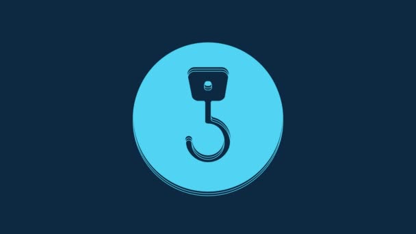 Blue Industrial Hook Icon Isolated Blue Background Crane Hook Icon — Stock Video