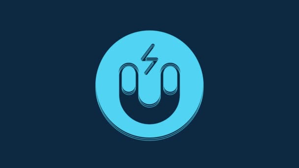 Blue Magnet Icon Isolated Blue Background Horseshoe Magnet Magnetism Magnetize — Video Stock