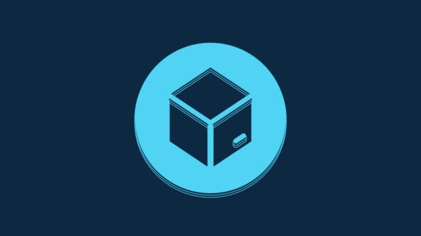 Blue Carton Cardboard Box Icon Isolated Blue Background Box Package — Wideo stockowe