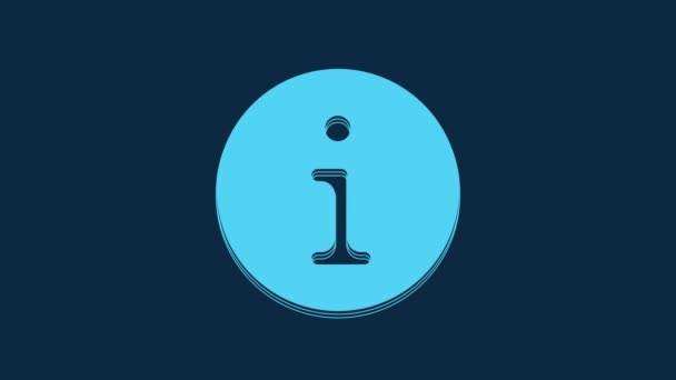 Ікона Блакитної Інформації Ізольована Синьому Тлі Відеографічна Анімація — стокове відео