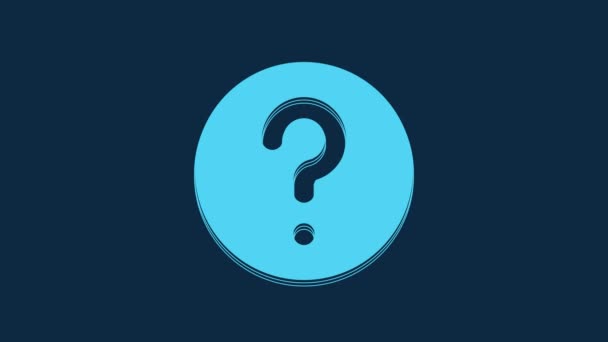 Blue Unknown Search Icon Isolated Blue Background Magnifying Glass Question — Vídeo de Stock